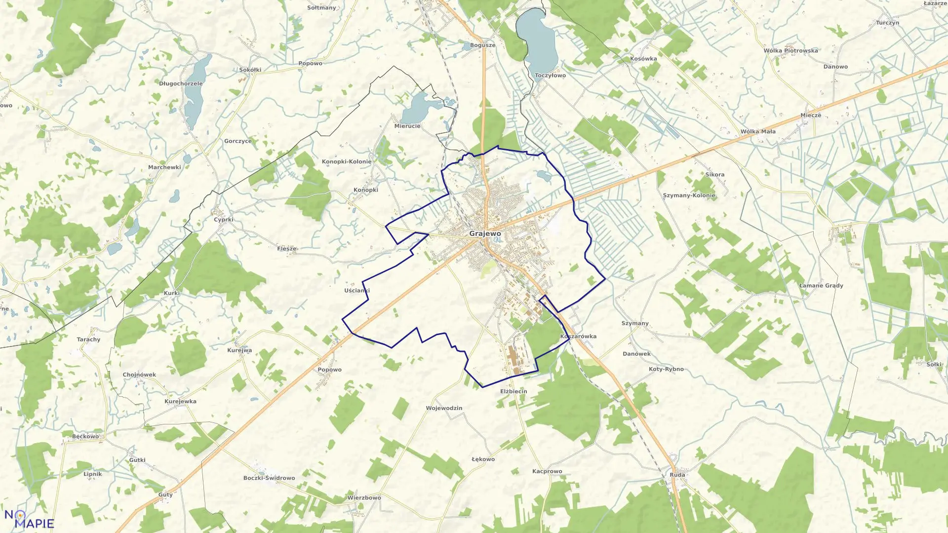 Mapa obrębu GRAJEWO w mieście Grajewo